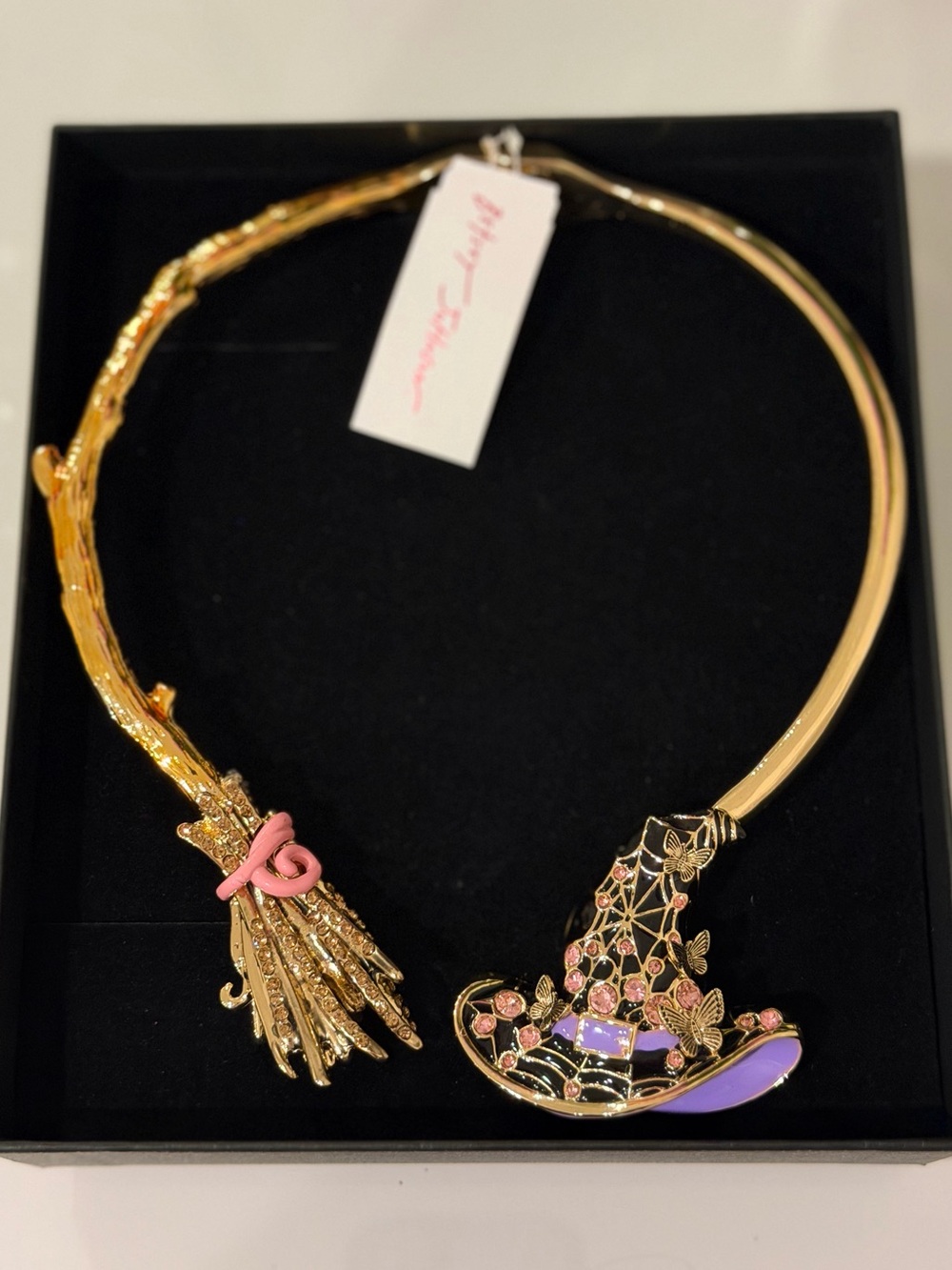 Betsey Johnson Witch Broom Web Hat Hinge Collar Statement Necklace Halloween - Picture 12 of 15